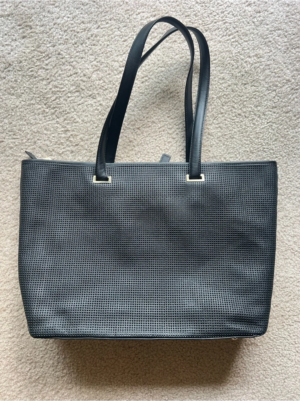 Lo & Sons Seville Black Leather Perforated Tote - Like New